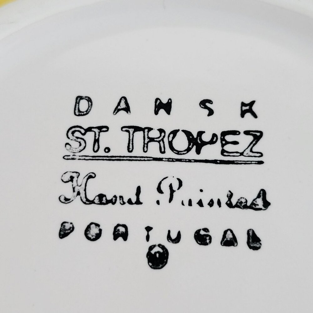 Dansk St. Tropez Individual Pasta Bowl, Yellow & White, Blue Flowers, Mediterran - Picture 8 of 11